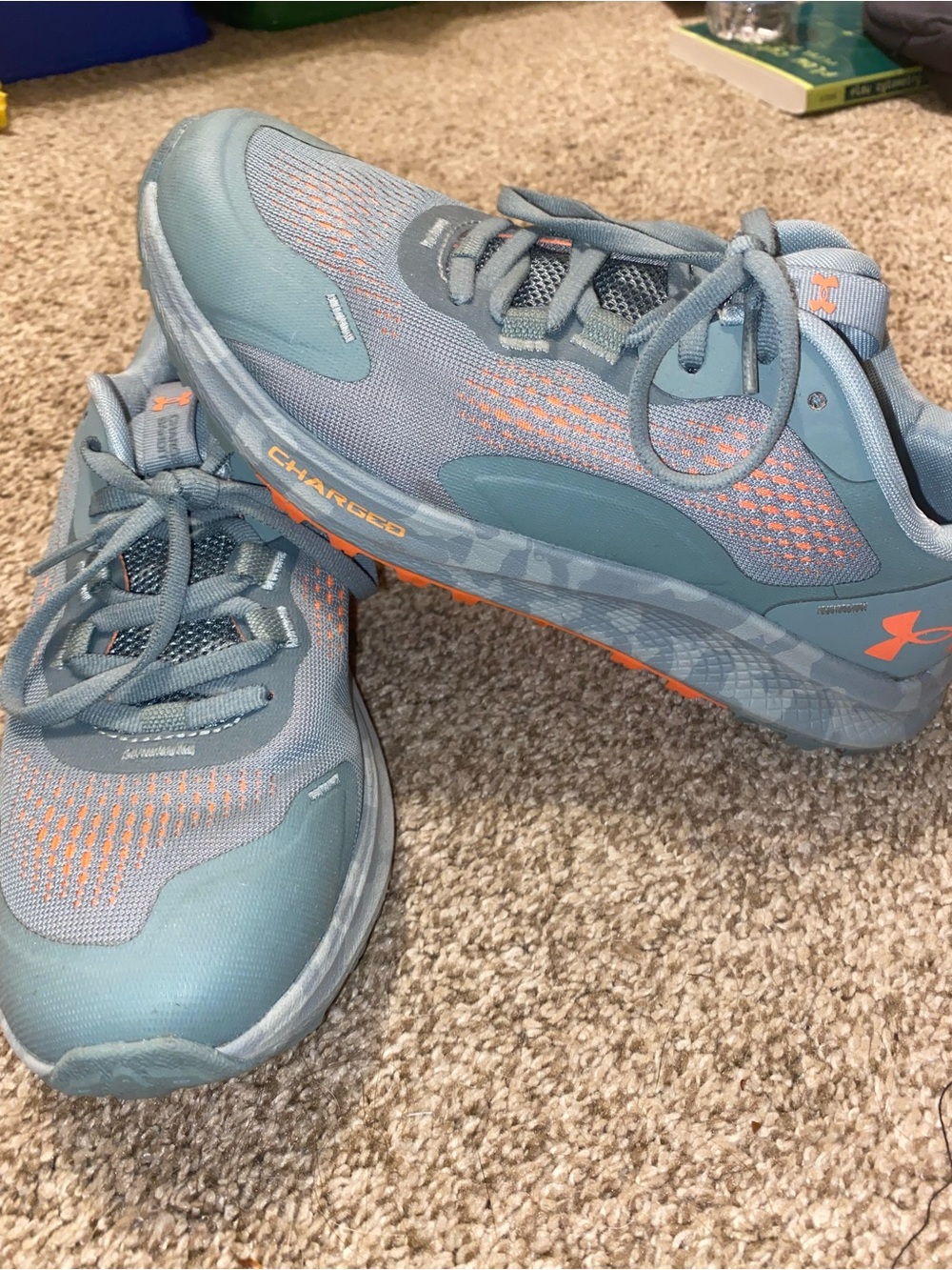 Under Armour Light Blue Running Shoes with Orange Accents